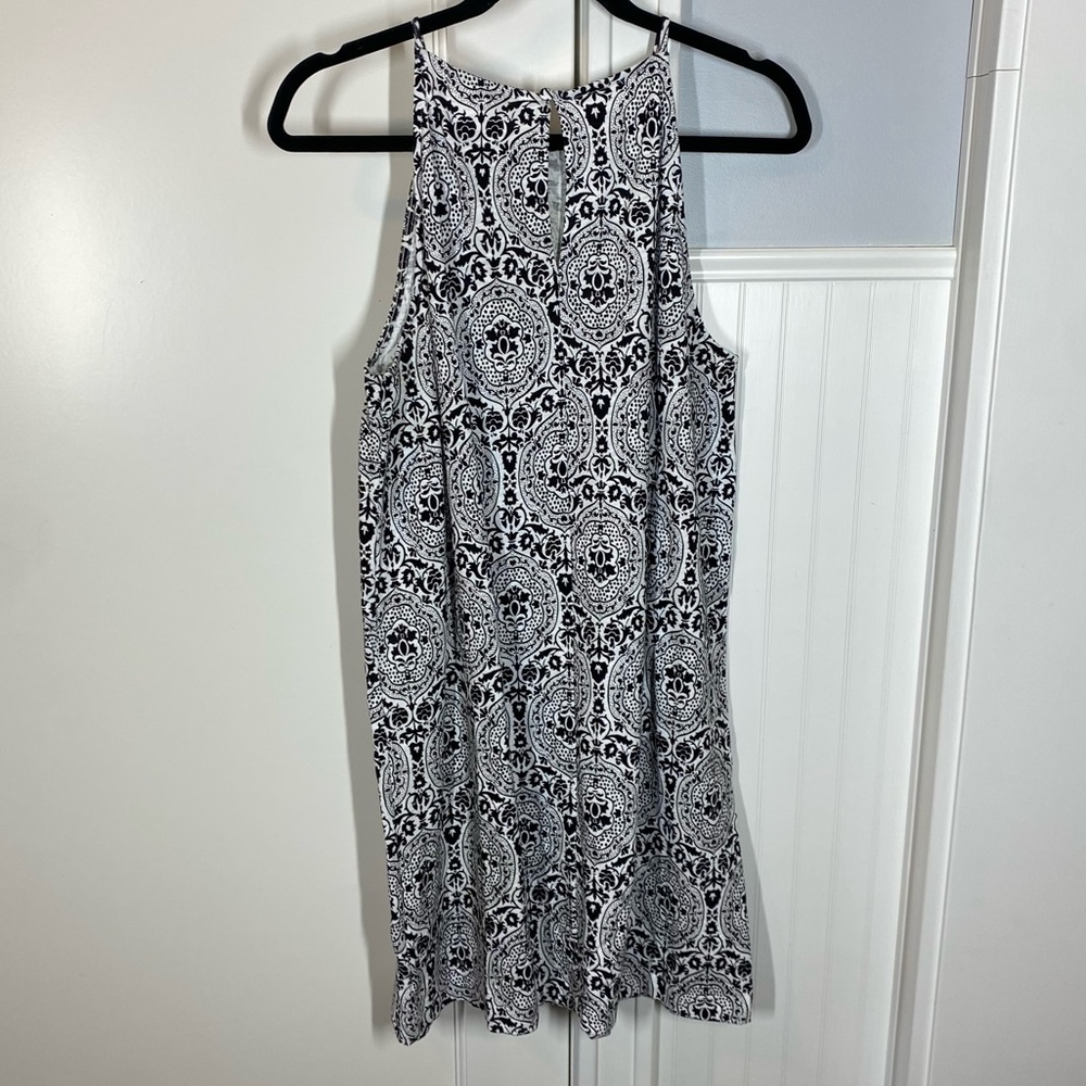 Boden Racer Neck Jersey Mini Dress, Black, Exotic Tile | Size US 8R - Picture 4 of 7